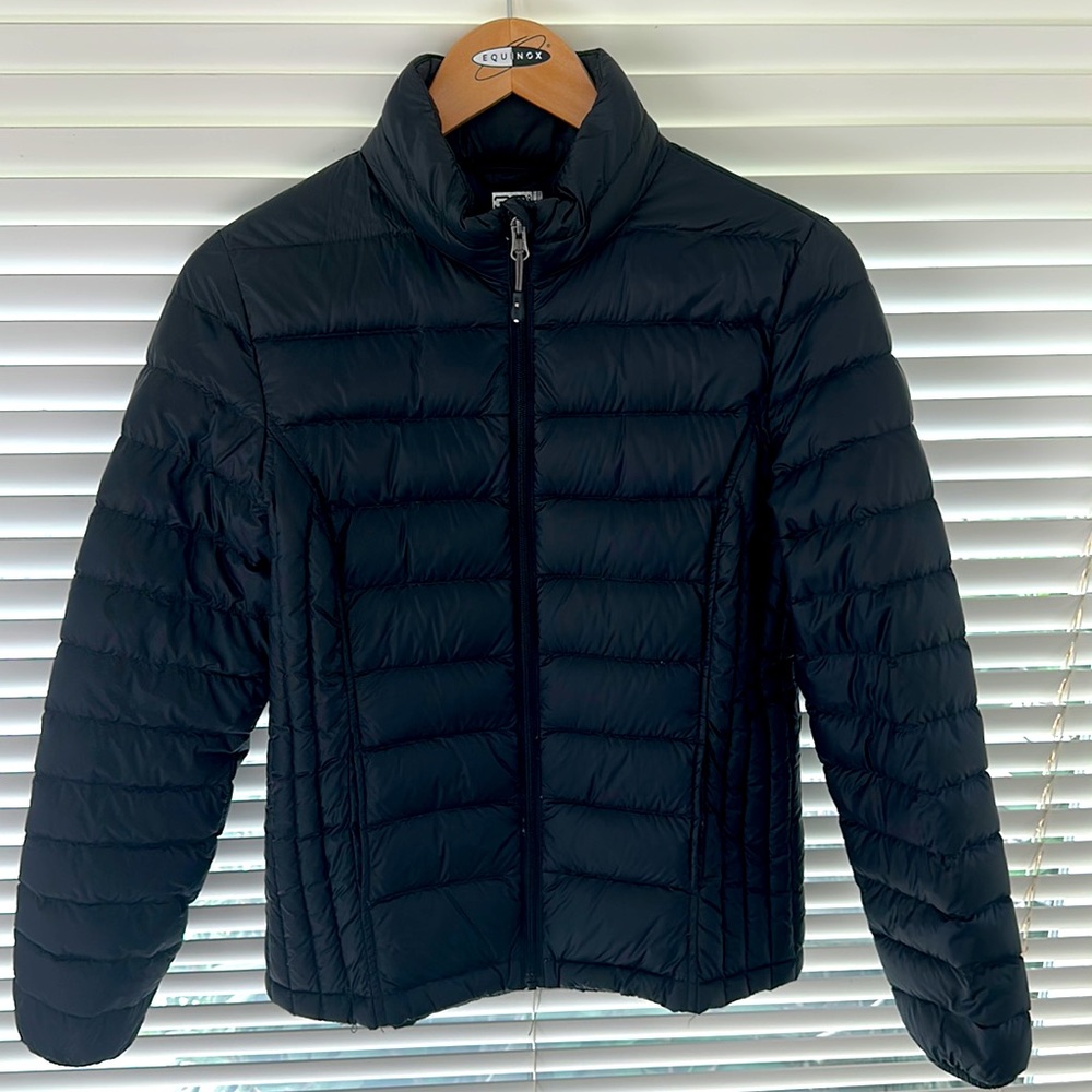 Down Puffer Black Winter Jacket / coat with Down Filling